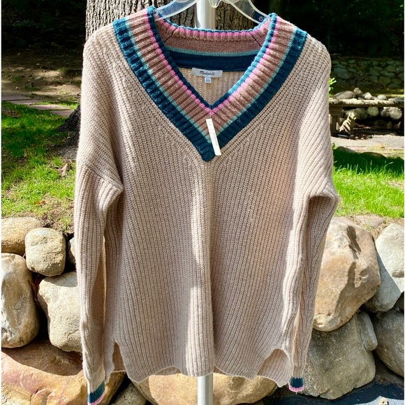 Madewell Tipped Forrest V Neck Sweater Unworn w Tag Size XXS Oversized Comfy - Picture 3 of 9